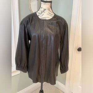 JCrew Collection | Black Leather Zip Front Shirt | | Size 4 | Like New